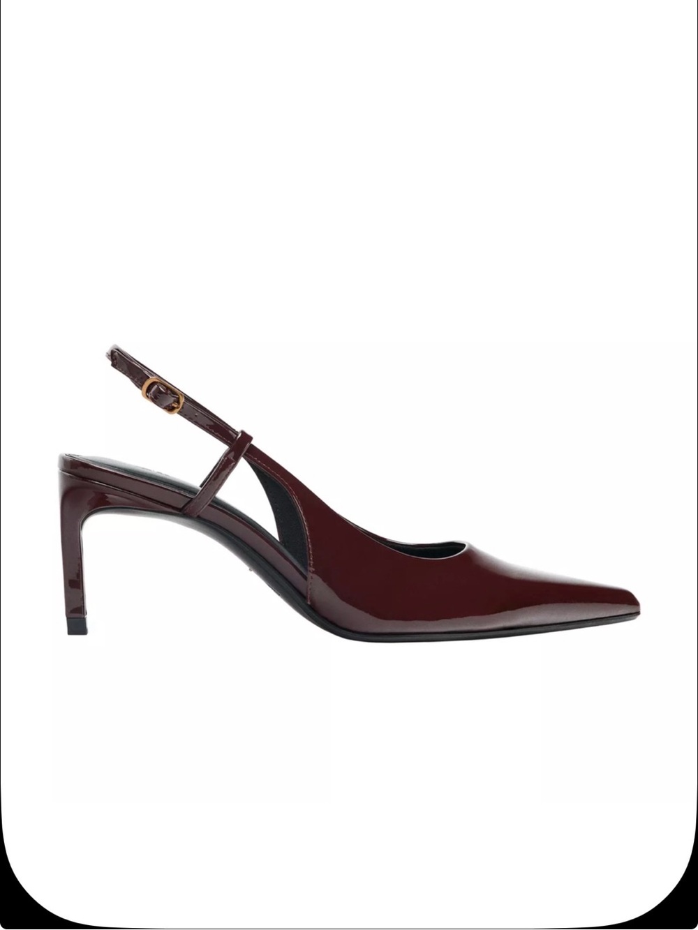 ZARA Women's Brown Patent Pointed-Toe Slingback Heels